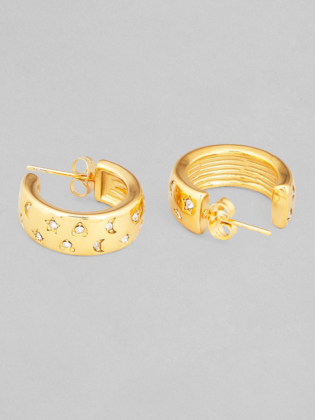 Vintage 14 Karat Yellow Gold Diamond Half Hoop Earrings - WeilJewelry